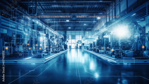 Wallpaper Mural Industry 4.0 concept. industrial instruments in the factory and physical system icons concept with Generative AI. Torontodigital.ca