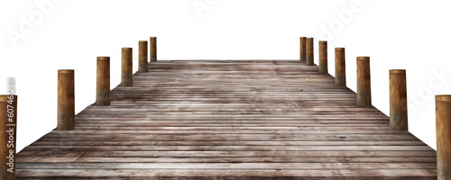 A wooden pier isolated on transparent background - Generative AI photo