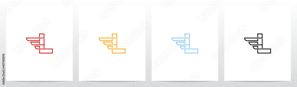 Wing Fast Outline Letter Logo Design L Wing Fast Outline Letter Logo Design L