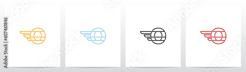 Wing Fast Outline Letter Logo Design O