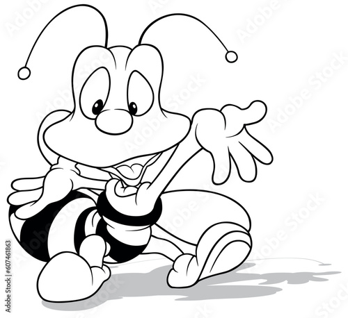 Drawing of a Smiling Bee wi...