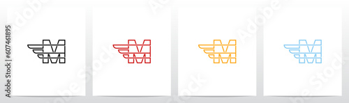 Wing Fast Outline Letter Logo Design M
