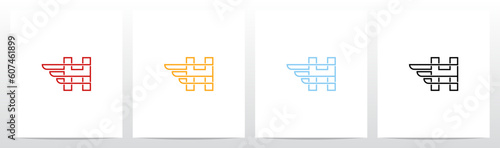 Wing Fast Outline Letter Logo Design H
