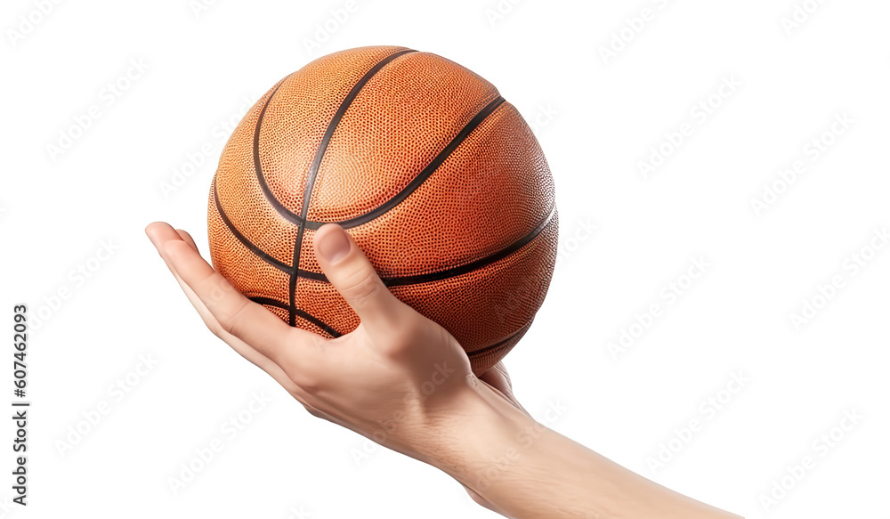 Hands holding a basket ball isolated on transparent background - Generative AI Hands holding a basket ball isolated on transparent background - Generative AI