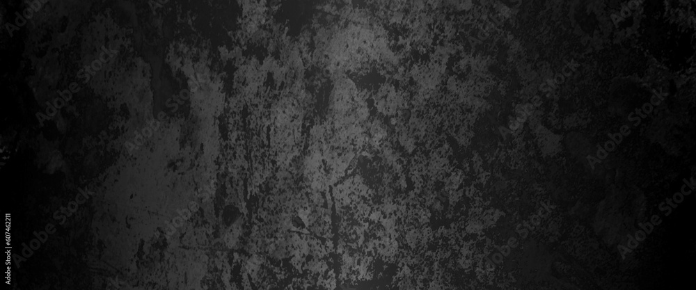 Fototapeta premium Abstract structured black concrete wall background, scary black grunge goth design. horror black background, Slightly light black concrete cement texture for background. 