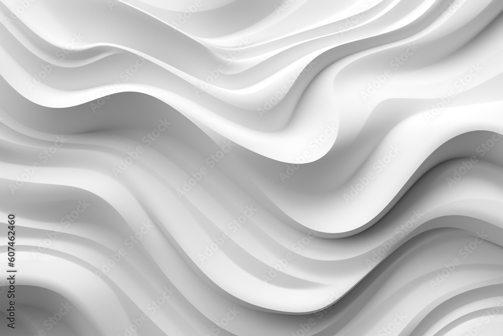 Fototapeta premium White stripe waves pattern futuristic background. 3d render illustration
