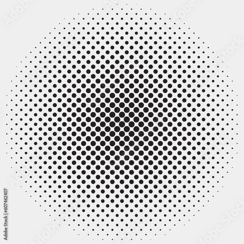 Black abstract vector circle frame halftone dots logo emblem design element for medical, treatment, cosmetic. Gradient from the circles. Black White.