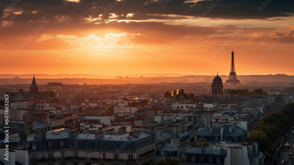 Paris Skyline at Sunset