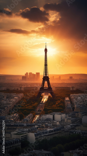 Paris Skyline at Sunset © Eirik Sørstrømmen