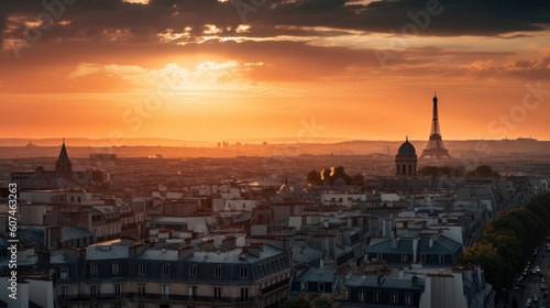 Paris Skyline at Sunset © Eirik Sørstrømmen
