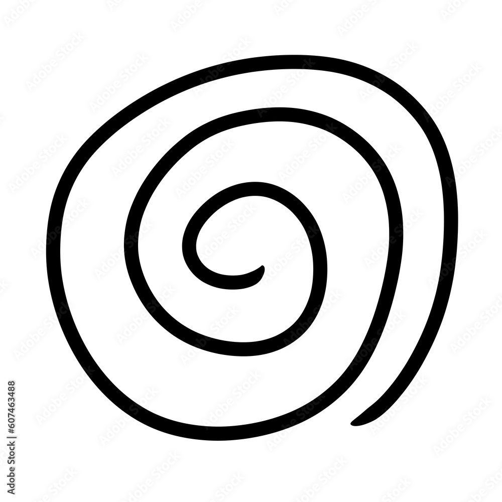 Line in circle form. Single line spiral goes to edge of canvas.