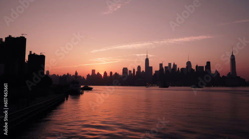 New York City Skyline from Pier One at Sunset