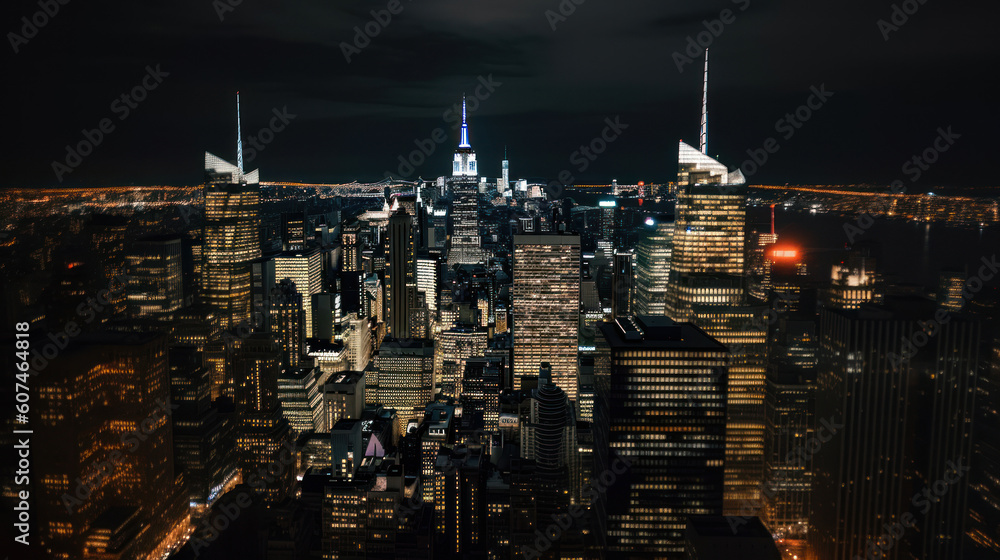 New York City Skyline from The Top of The Rock at Nighttime