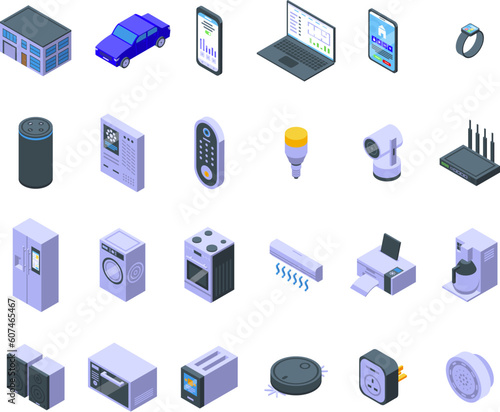 Internet of Things icons set isometric vector. Iot smart. Home remote control