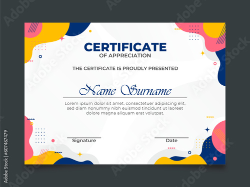 Simple colorful and modern certificate template