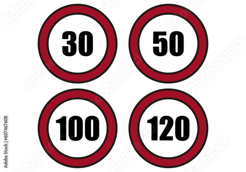 Icono de señales de límite de velocidad.