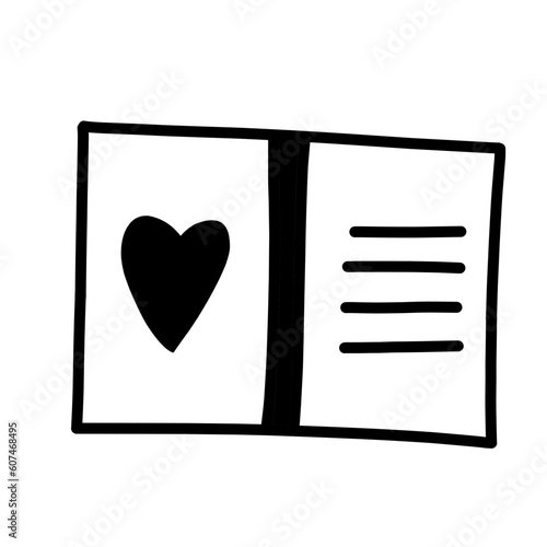 Wedding Doodle Icon. Hand drawn vector wedding symbols and signs on white background
