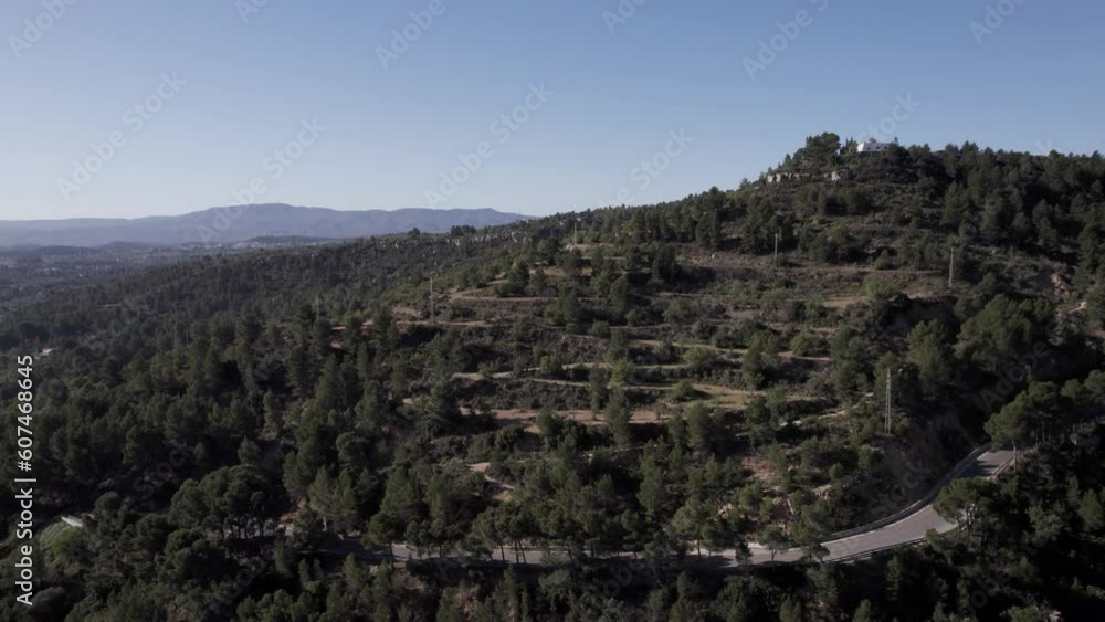 Aerial view of forest with few buildings, Bunol, Valencia, Spain. Aerial view of forest with few buildings, Bunol, Valencia, Spain.