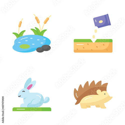 Check this beautifully designed spring vectors, farming, gardening and agriculture icons set