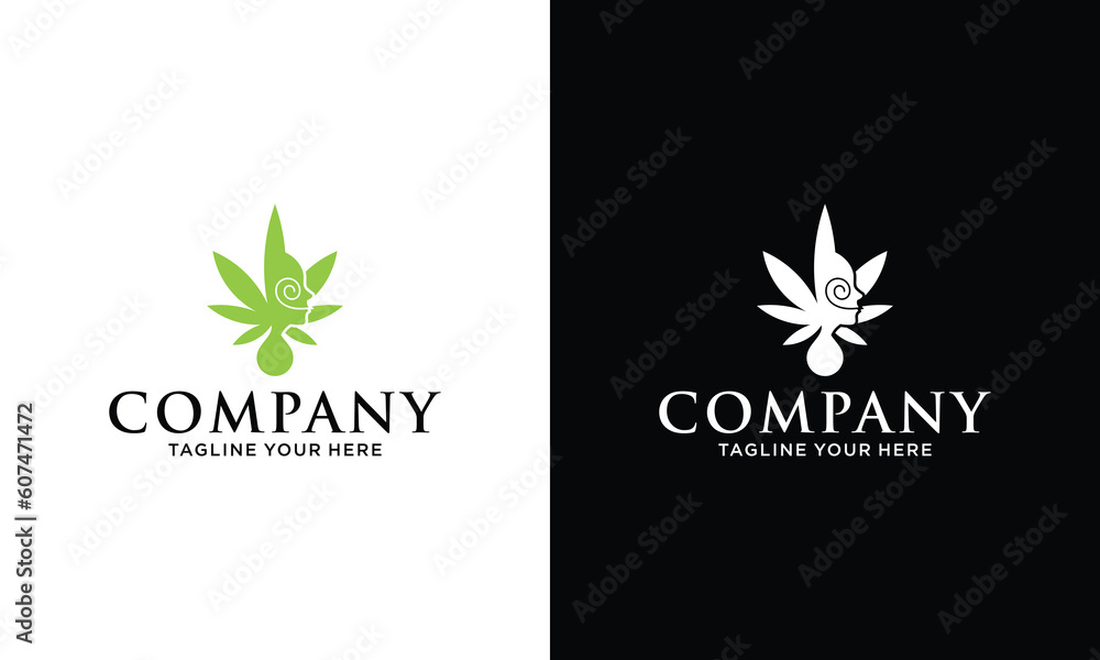 Cannabis with head people logo design.
