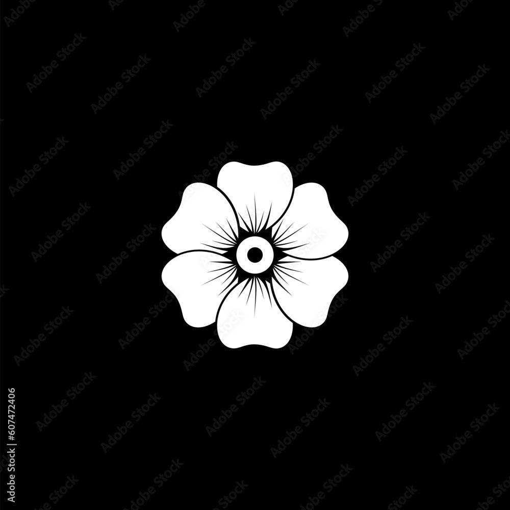 Black flower icon isolated on black background Black flower icon isolated on black background