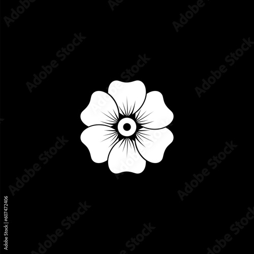 Black flower icon isolated on black background  