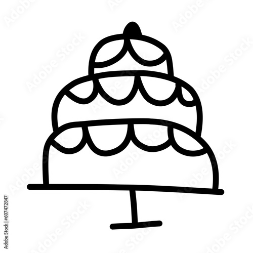 Wedding Doodle Icon. Hand drawn vector wedding symbols and signs on white background
