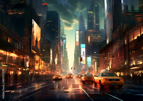 New york city night traffic in the city