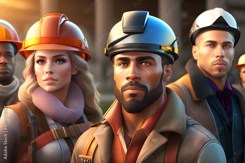 Group of workman, Generative AI Group of workman, Generative AI