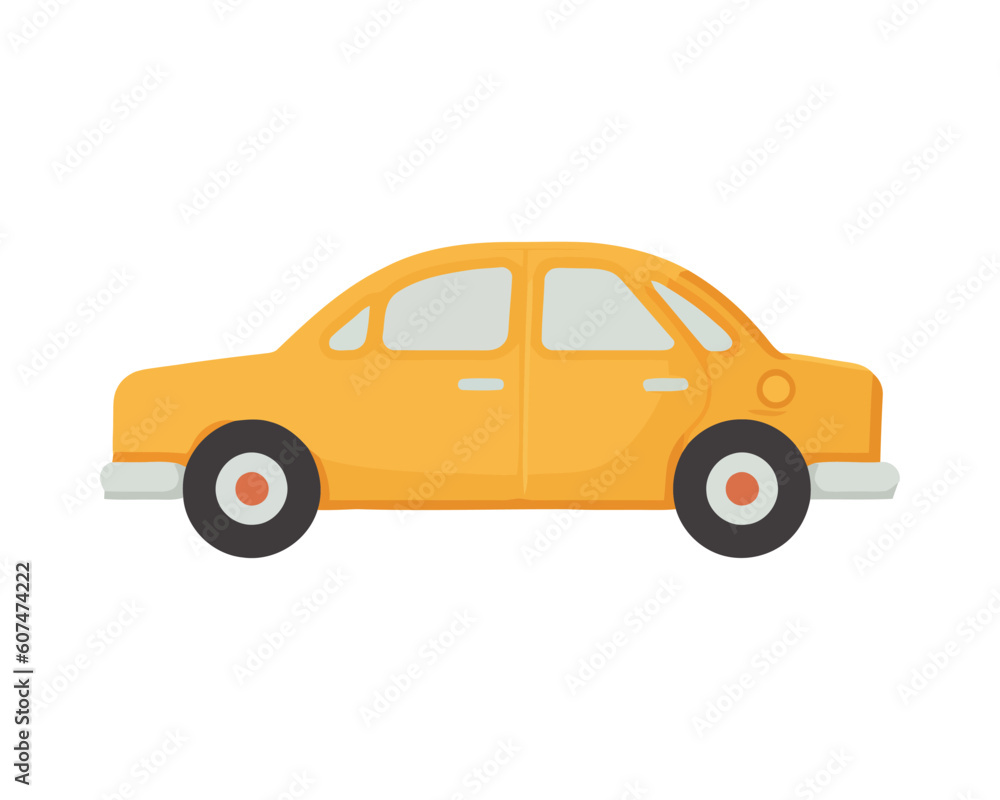 Yellow car driving on flat road
