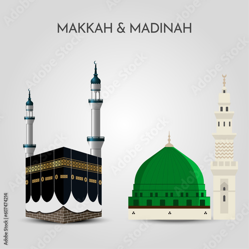 Vector kaaba mecca and medina illustration photo