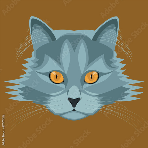 Isolated image of a muzzle of a blue cat on a brown background