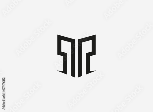 Abstract Initial Letter R Logo. Geometric Line Shapes Letter RR Isolated on Grey Background. Suitable For Business and Branding Logos. Flat Design Vector Template Elements