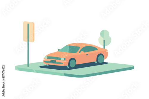 Modern transportation car in parking