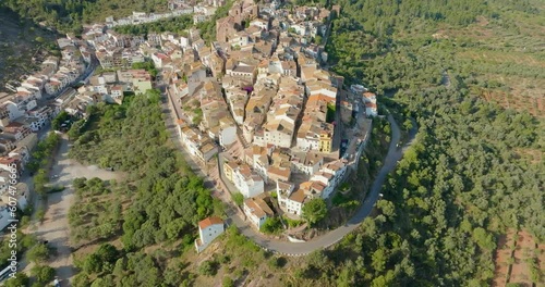 Spanish medieval town of Cantavieja aerial view, Teruel. Spain