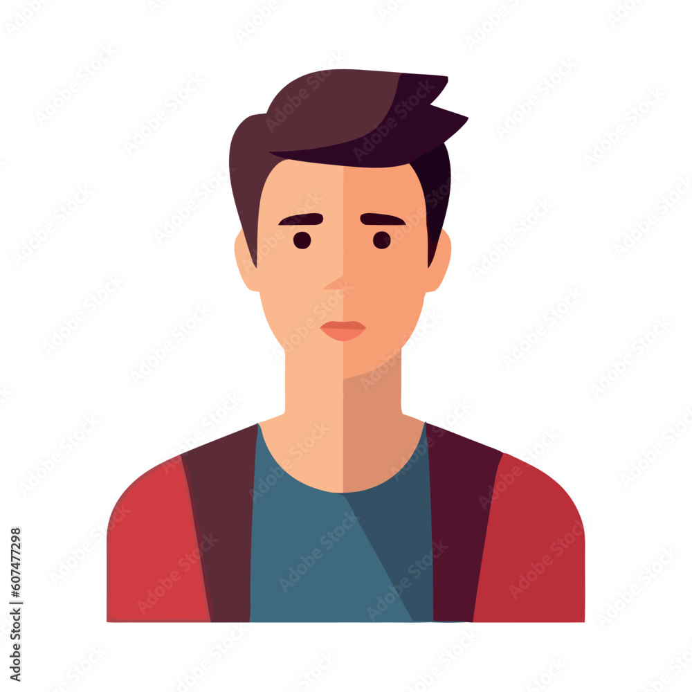 young man smiling profile character young man smiling profile character