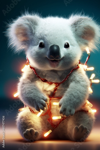 Adorable Fuzzy Koala Celebrating Australia Day. Generative ai © Anna Hoychuk