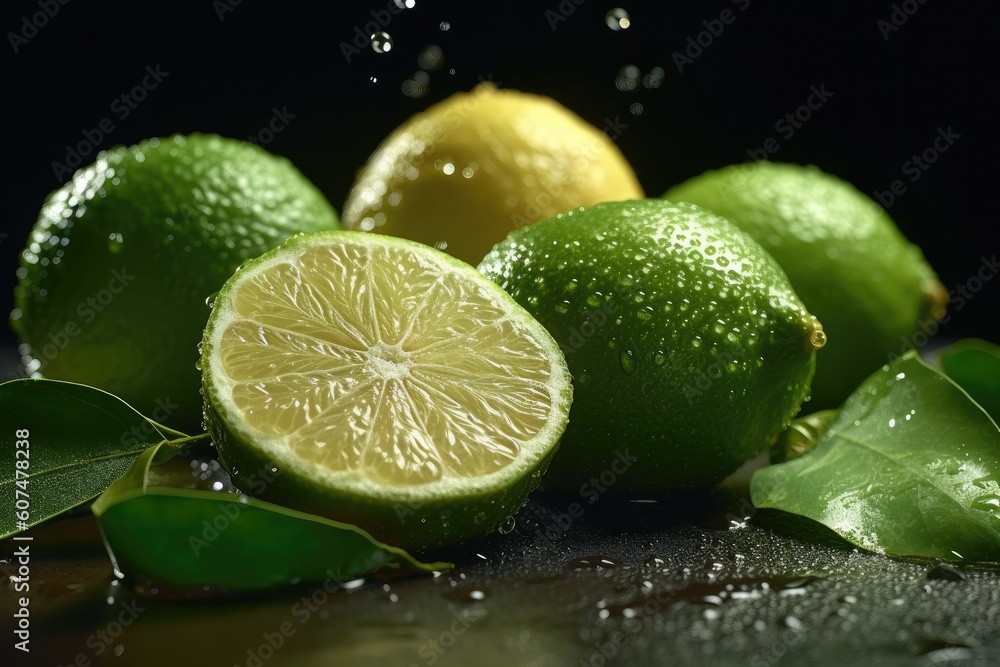 Vibrant and Juicy Freshly Sliced Lime Vibrant and Juicy Freshly Sliced Lime