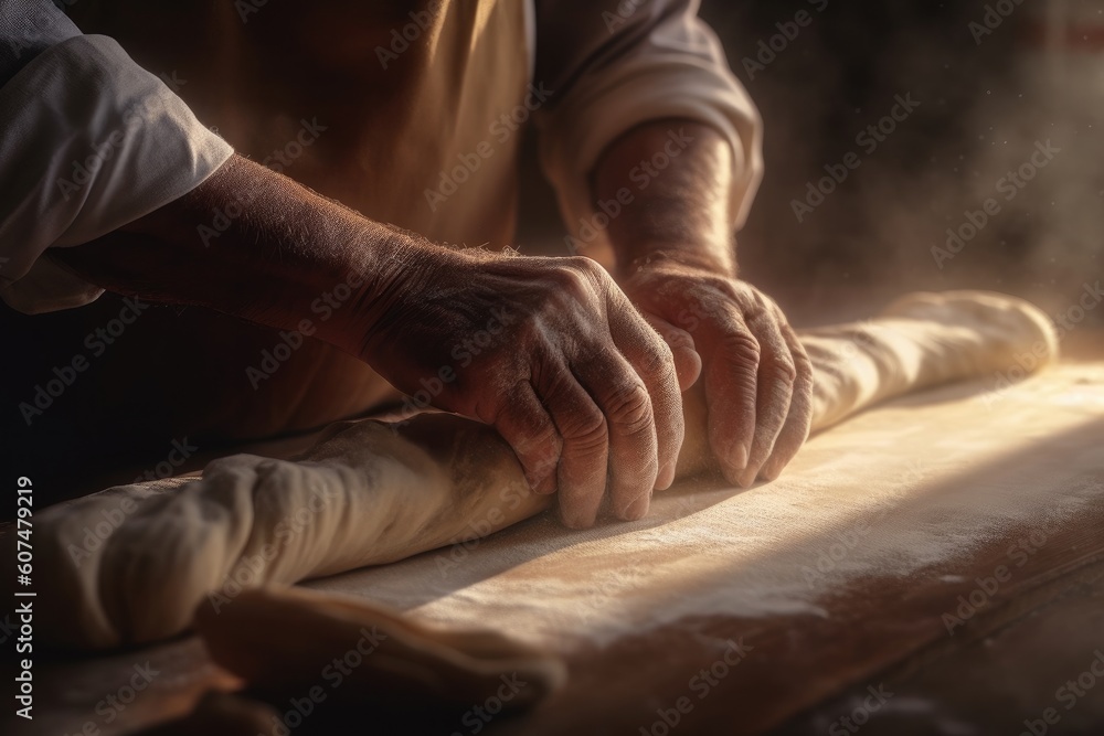 Close-Up View of Skilled Baker Kneading Dough Close-Up View of Skilled Baker Kneading Dough