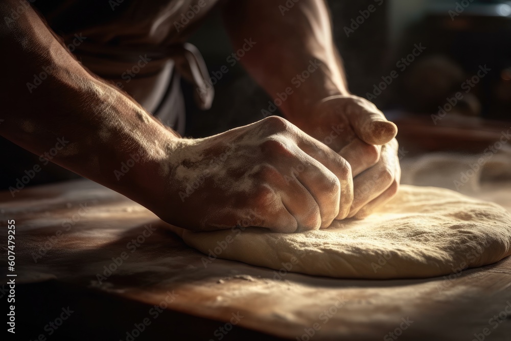 Close-Up of Baker Working with Dough Creating Culinary Masterpiece