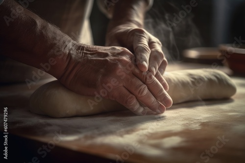 Close-Up of Baker Working with Dough Creating Culinary Masterpiece © Arthur