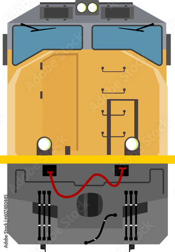 Front view of the diesel locomotive train vector icon in a flat style illustration
