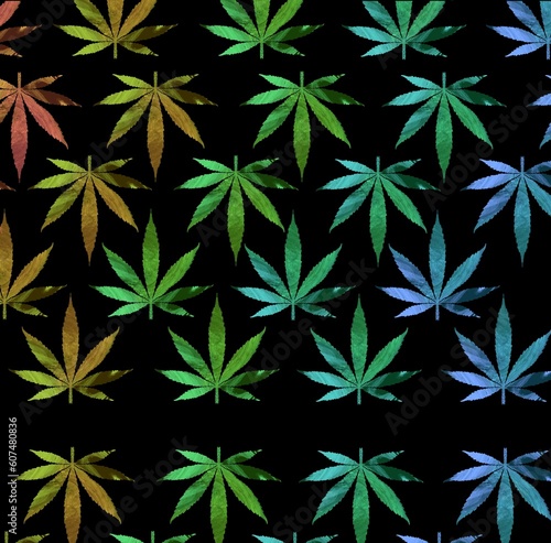 cannabis leaf design colorful background, marijuana weed, plant illustration, illegal