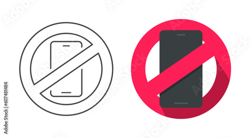 No cell phone use sign icon vector graphics, forbidden prohibited cellphone smartphone are, mute silent turn off telephone zone line outline art symbol clipart pictogram image, stop call warning