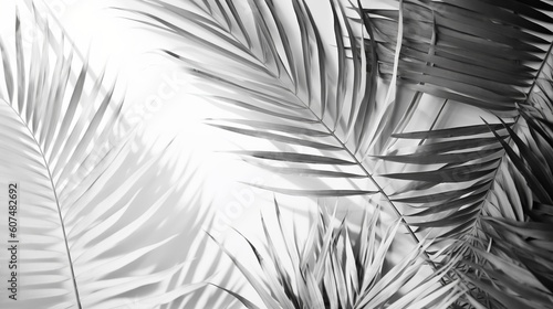 Textura de fundo do espaço em branco com sombras de folhas de palmeira photo