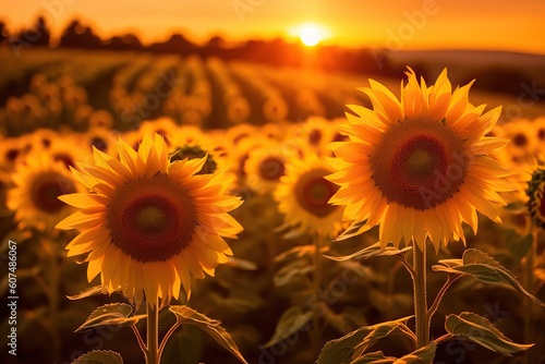 Sunflower field at golden h...