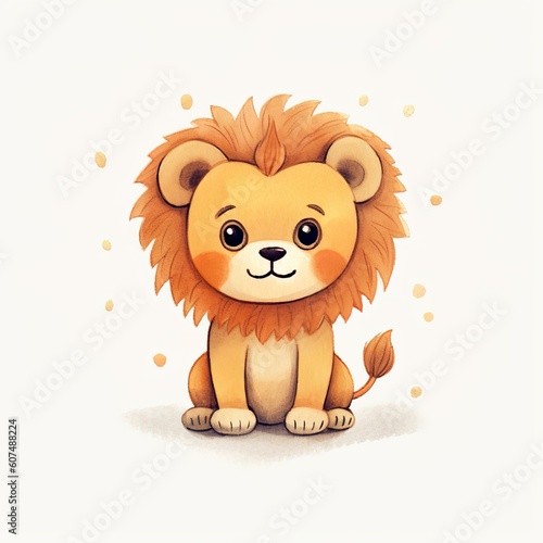 cute lion illustration for kids made with generative ai technology 