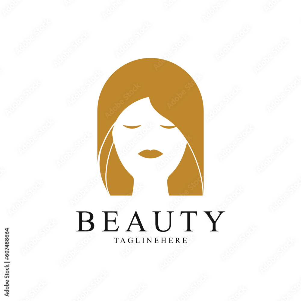 Beauty woman hair luxury logo design template