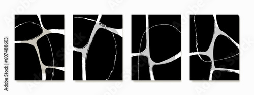 Wall art is a hand-painted pattern of abstract shapes in monochrome colors. The minimalist design of a rock in the tranquil water, adds a sense of calm and serenity to the surroundings.
