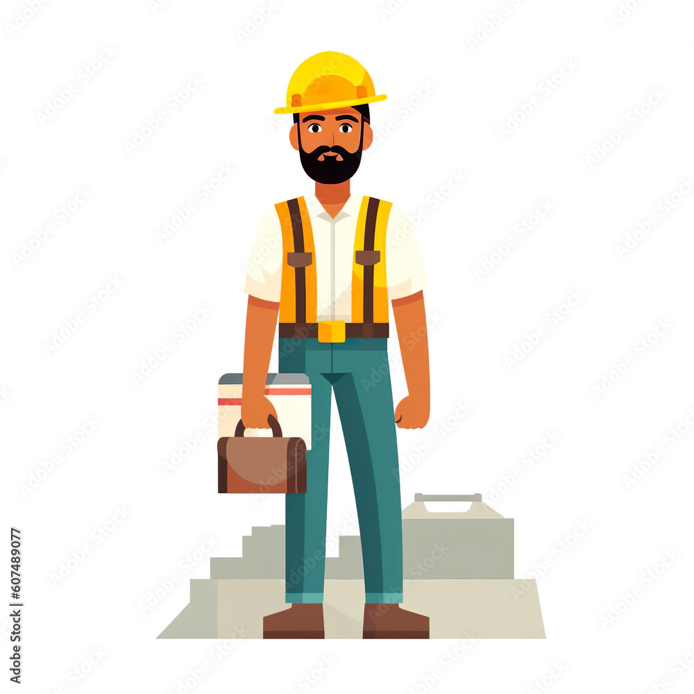 Diverse Construction Worker, Contractor, Mexican, Repair man, Indian, Builder, Flat vector illustration isolated on white background, digital AI render Diverse Construction Worker, Contractor, Mexican, Repair man, Indian, Builder, Flat vector illustration isolated on white background, digital AI render